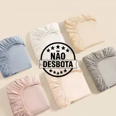 Jogo Lençol De Cama Solteiro 2 Peças e Casal Queen 3 Peças Liso Com Elástico Várias Cores