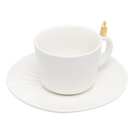Conjunto 2 Xícaras Bird Cerâmica Para Café e Chá Colibri Com Pires 170ml