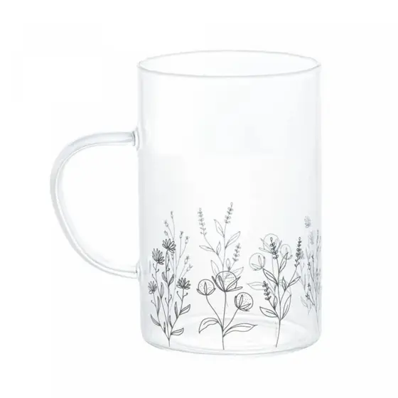 Conjunto 2 Canecas de Vidro Flores Luxo Resistente ao Calor 280ml Wolff