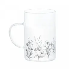 Conjunto 2 Canecas de Vidro Flores Luxo Resistente ao Calor 280ml Wolff