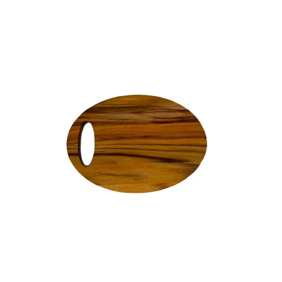 Tábua Premium Madeira Teca Para Corte Oval Com Alça 28cm