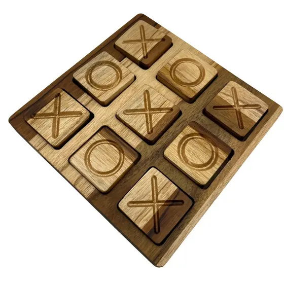 Jogo De Tabuleiro Da Velha De Madeira Teca Premium Brinquedo Educativo