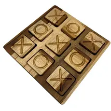 Jogo De Tabuleiro Da Velha De Madeira Teca Premium Brinquedo Educativo