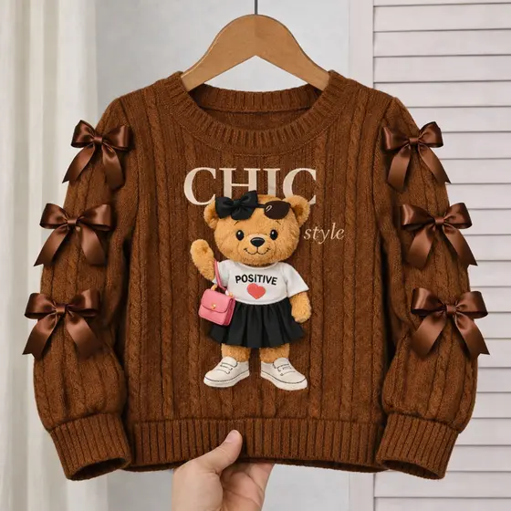 Blusa Manga Longa Infantil com Lacinhos para meninas