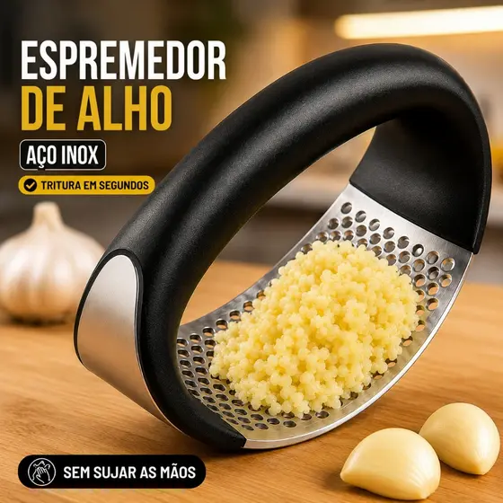 1 a 3 Espremedor De Alho Inox Amassador Triturador Manual Cozinha Resistente Aço Inox e ABS