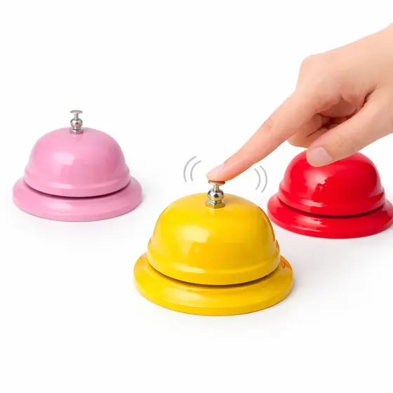 Campainha de Mesa Call Bell Atendimento Restaurante Recepção Balcão Sino Escritório Amarela ou Rosa