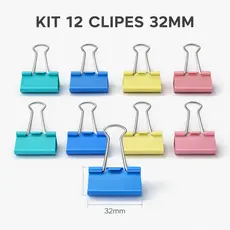 Binder Clips Borboleta Colorido 32mm Prendedor Papel Metal Papelaria ( 02, 8 ou 12 Un Disponível)
