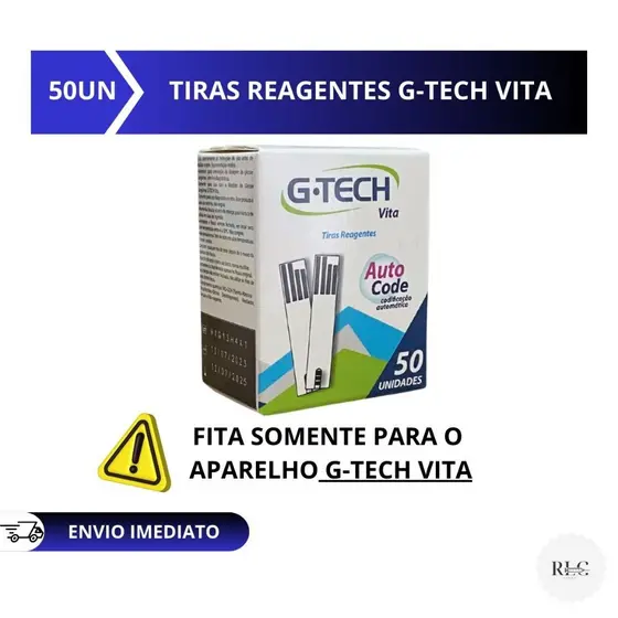 Tiras de Glicemia G-tech VITA Fitas de Glicose 50/100/150 Unidades - Somente no Aparelho GTECH VITA