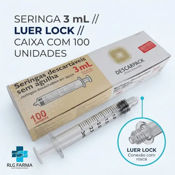 Seringa 3ml Luer Lock Unidades Descarpack **ENVIO IMEDIATO**