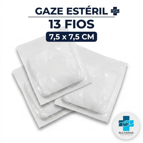Compressa de Gaze Esteril Hidrófila Pacote 13 Fios 7,5 x 7,5cm