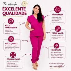 Conjunto Scrub Feminino Hospital Enfermagem Uniforme com Elastano Pijama SEM TRANSPARÊNCIA