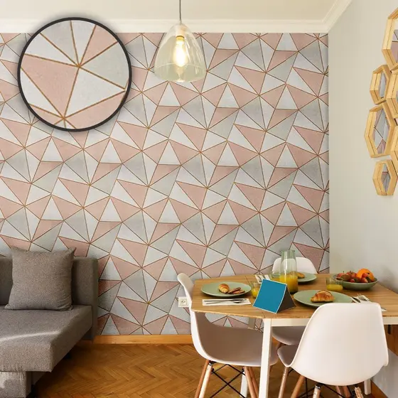 Papel de parede 3D triangular multicolorido autoadesivo