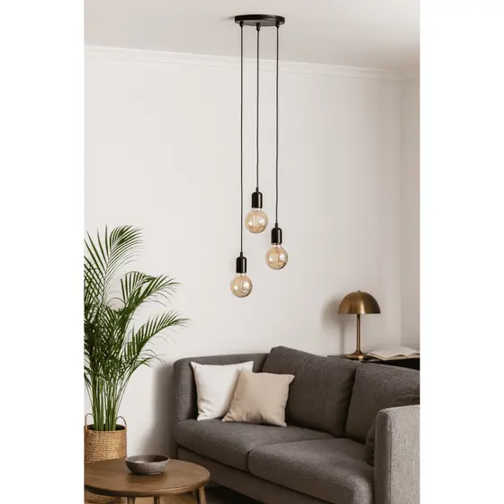 Pendente Luminária de Teto Base Tripla E27 Lustre  Vintage Industrial Moderno