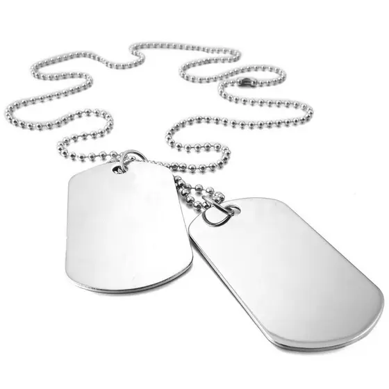 Kit 100 Corrente Prata Masculino Militar Placa Colar Lisa Dog Tag