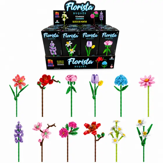 Blocos de Montar Bricko Florista Mini Flores Buquê