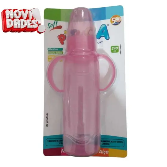 MAMADEIRA COM ALÇA 240ML- PITUCA CORES AZUL/ROSA