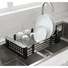 Cesto escorredor ajustável para cozinha ideal para alimentos fácil de lavar e guardar