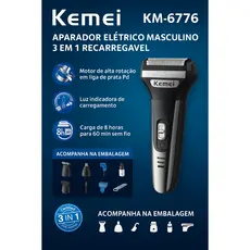Maquina de corte de cabelo 3 em 1 Kemei KM-6776 presente do dia dos pais barba cabelo e bigode