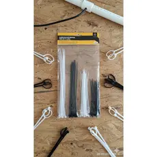 Kit Abraçadeiras de Nylon/ Enforca gato – 100 Peças | Pretas e Brancas | 4 Tamanhos