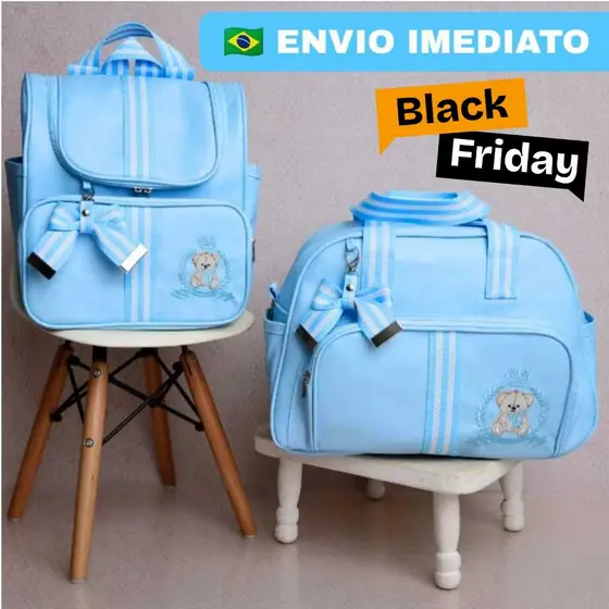Kit bolsa maternidade 2 peças com mochila versátil para bebe, kit mala de luxo com alta elegância