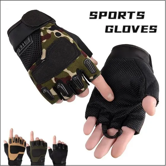 Luvas de Pesca Luvas de Bicicleta Viagem Luvas de Forças Especiais Camuflagem Meio Dedo Anti-Sli