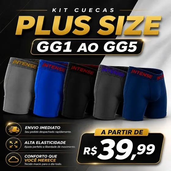 Kit Cuecas Box Boxer PLUS SIZE GG1 Ao GG5
