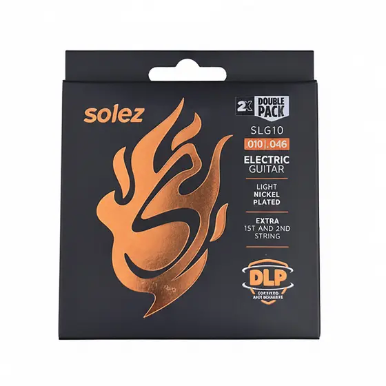 Kit 2 Encordoamentos Guitarra Solez Slg10 010 046 Com 4 Cordas Extras