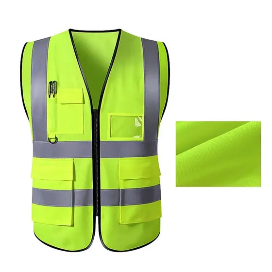 Colete Refletivo De Segurança Cor Brilhante neon De Trânsito De Múltiplos Bolsos Mineradores De Carvão Vegetal Uniforme