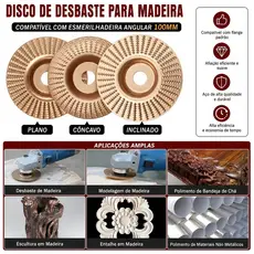 Jogo 3 peças Disco De Desbaste Madeira corte preciso para Esmerilhadeira 100mm 4 polegadas