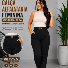 Calça Feminina ZR Alfaiataria P M G | Cintura Alta + Cinto Estilo Elegante Social Casual