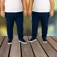 Calça Jeans Plus Size Masculina Trabalho Lycra Azul Escuro Preta 50 AO 70