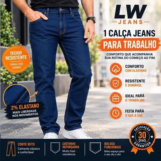 Calça Jeans Masculina Tipo Slim com Elastano