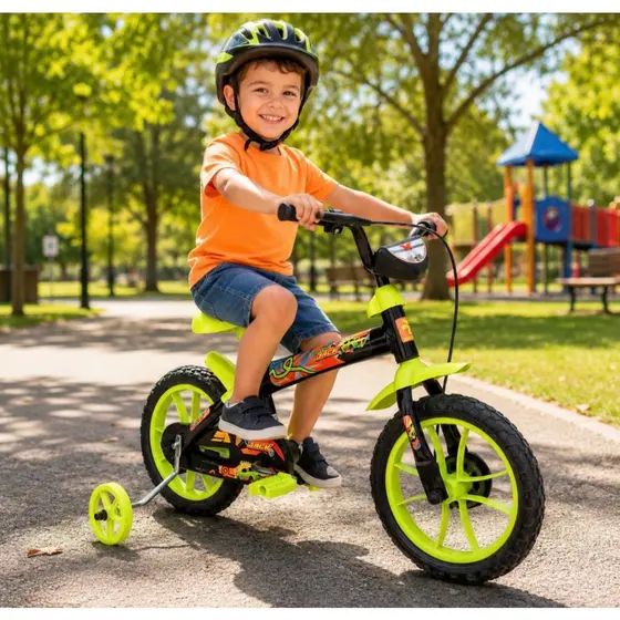 Bicicleta Infantil Aro 12 Verden Completa com Rodinhas Cestinha e Rodinhas e Ideal para Crianças