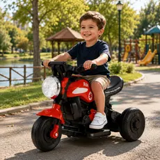 Moto Eletrica Infantil Triciclo 6V Carrinho de Passeio Zippy Toys Luzes e Sons Recarregavel