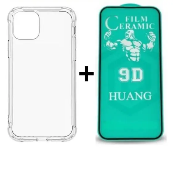 Capa TPU + Película Cerâmica iPhone X XS 11 12 13 14 15 16 Pro Max - CSTech