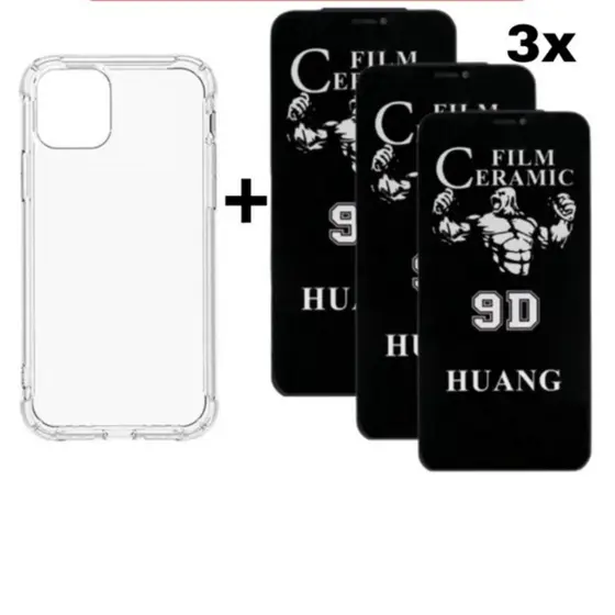 Capa Space + 3X Película Cerâmica Privacidade iPhone X XS 11 12 13 14 15 16 Pro Max - CSTech