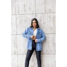 Max Jaqueta Jeans Feminino Longer Rasgado Novo Parka