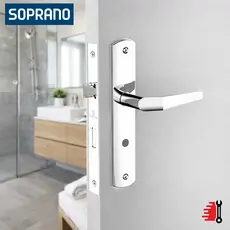 Fechadura de Porta de Madeira Banheiro Soprano Popline Reta ESP 26 Cromada 40x53 Broca/Eixo