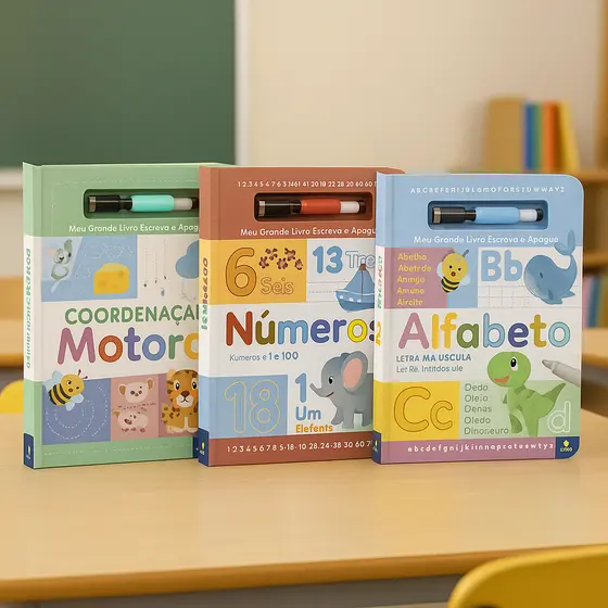 livro Escreva e Apague - Números, Alfabeto e Coordenação Motora para o Desenvolvimento Infantil