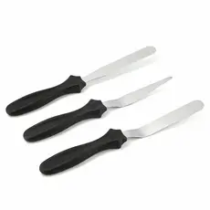 Kit 3 Espátulas Confeiteiro Para Bolos Decorados Pão Em Inox Multiuso