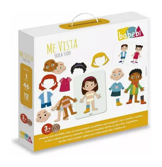 Brinquedo Educativo Me Vista Troca Tudo Jogo Madeira Didático Pedagógico - Babebi