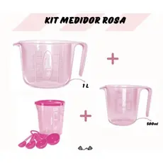 Kit Jarras e Colheres Medidoras Rosa Injetemp