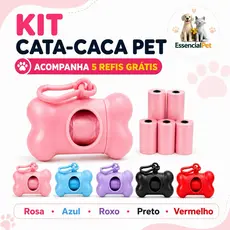 Kit Cata Caca Pet com 5 Refis Porta Saquinho Higiênico Passeio Cachorro e Gatos