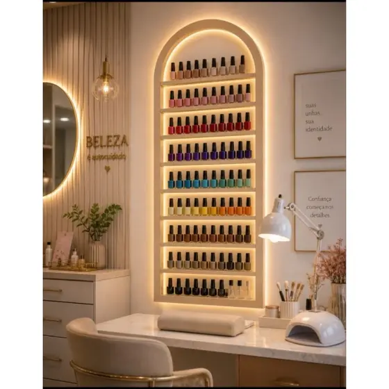arco porta esmalte de parede com 10 prateleira