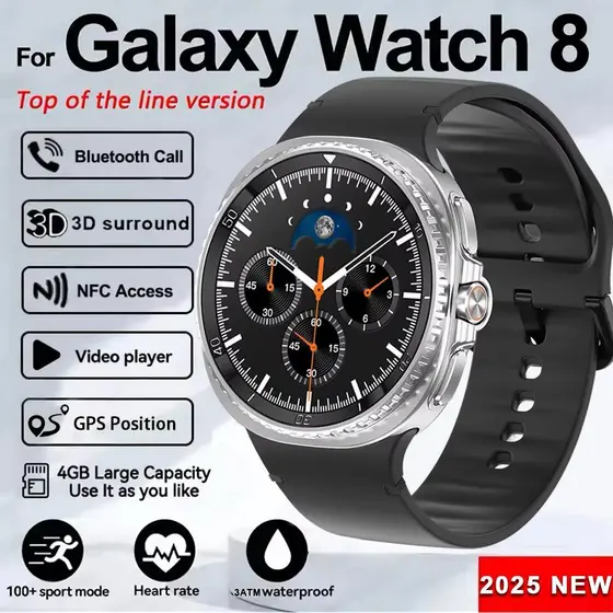 2025 Novo Smartwatch Relógio Inteligente 8 Ultra Masculino 100 + Vídeo Esportivo GPS NFC 46mm AMOLED Fitness Esporte Ras