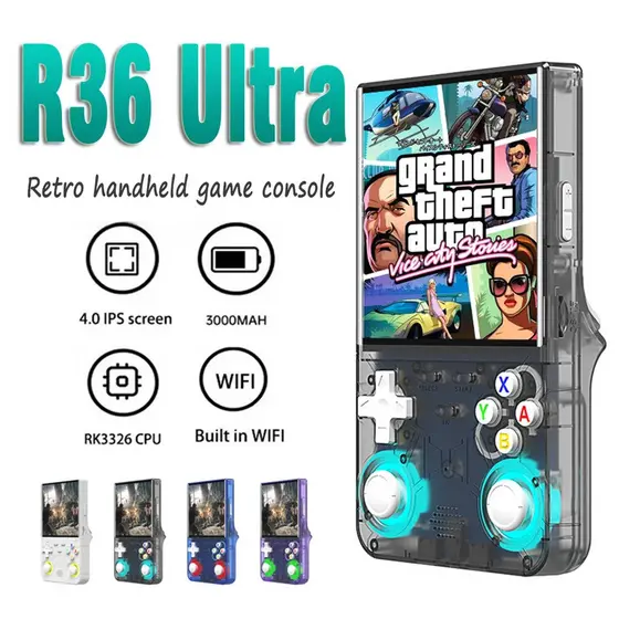 console De Jogos Portátil R36 ULTRA Sistema De Código Aberto Linux HD4 Polegadas Tela IPS De Alta Definição Reprodutor D