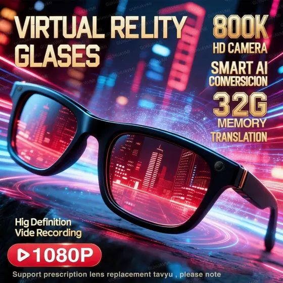 2026 Novos Óculos Inteligentes AI 1080P HD Câmera De Gravação De Vídeo ChatGPT Chamada Bluetooth 4GB ROM Tradução Lingu