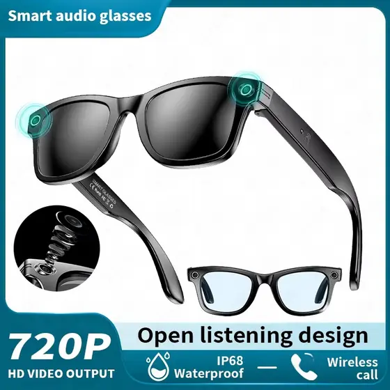 AI Smart Glasses Voice Assistant BT Óculos De Sol Microfone Embutido E Alto-Falantes Câmera Para Reuniões De Viagens Uso