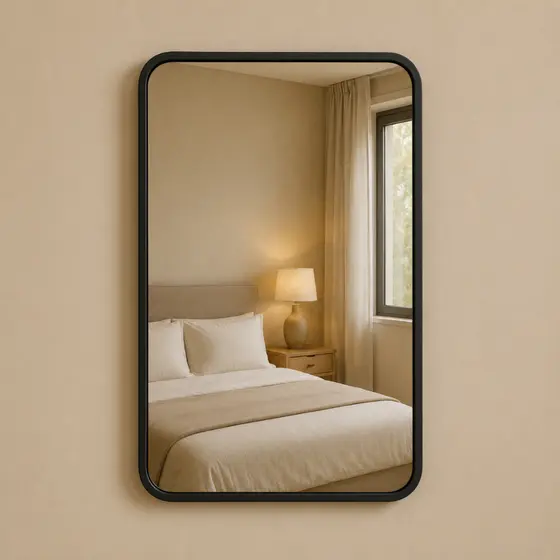 Espelho Lopazzi Retrô Retangular Lopazzi com Moldura Alumínio Decoração Banheiro Quarto Sala Hall 90Cm