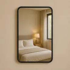Espelho Lopazzi Retrô Retangular Lopazzi com Moldura Alumínio Decoração Banheiro Quarto Sala Hall 90Cm